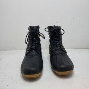 Sam Edelman Sequin Leather Black Rubber Boot Size 7